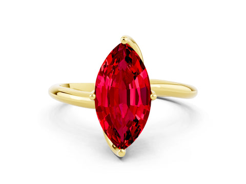 Yellow gold Marquise Cut Ruby Solitaire Engagement Ring with Four-Prong Setting and Classic Band_12