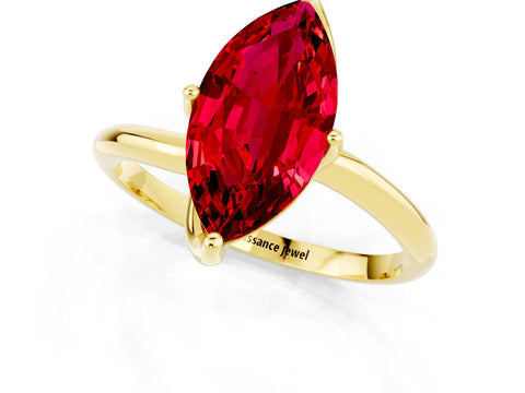 Yellow gold Marquise Cut Ruby Solitaire Engagement Ring with Four-Prong Setting and Classic Band_13