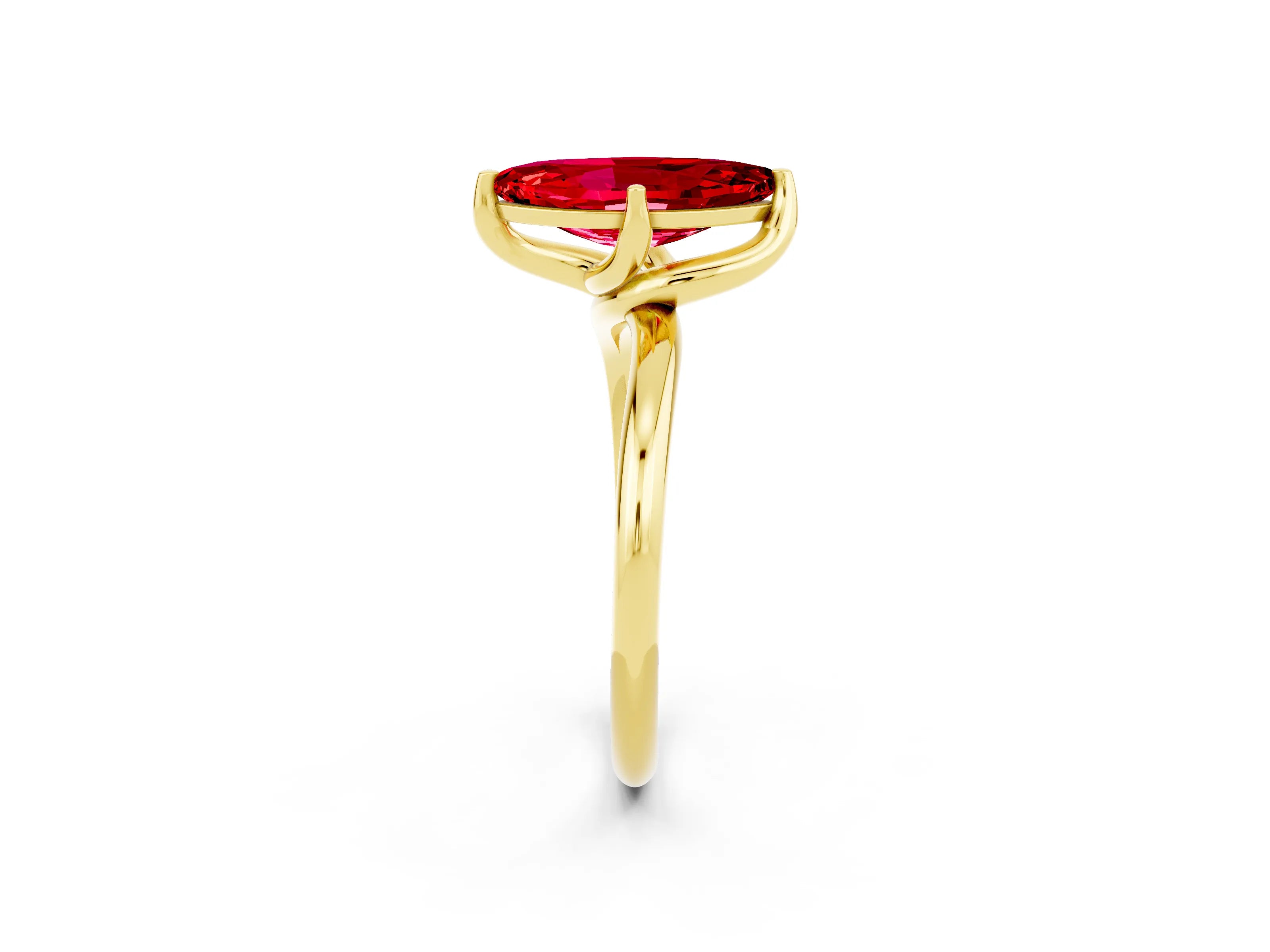 Yellow gold Marquise Cut Ruby Solitaire Engagement Ring with Four-Prong Setting and Classic Band_14