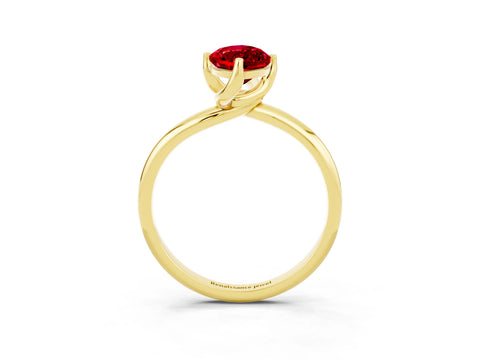 Yellow gold Marquise Cut Ruby Solitaire Engagement Ring with Four-Prong Setting and Classic Band_15