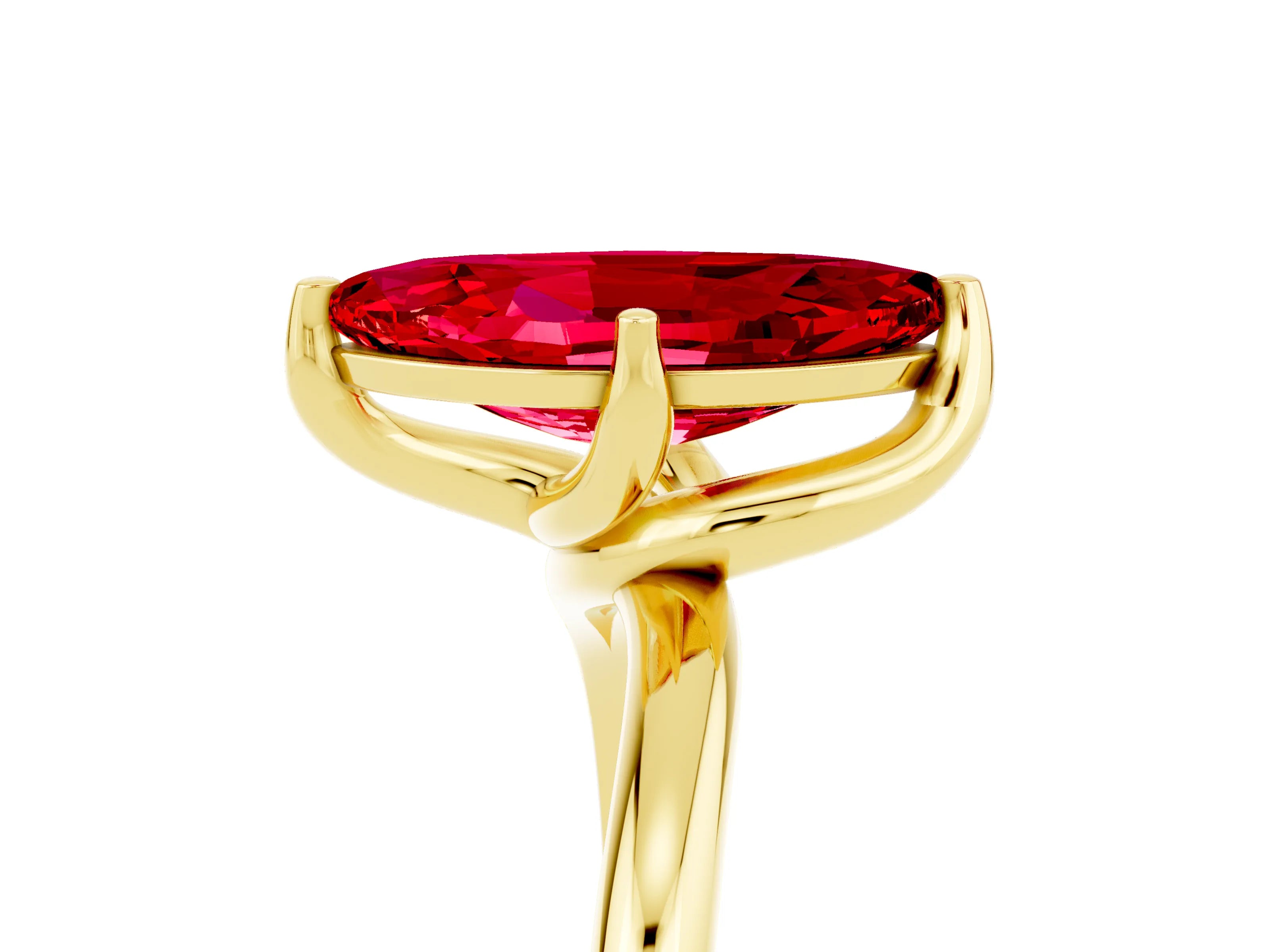 Yellow gold Marquise Cut Ruby Solitaire Engagement Ring with Four-Prong Setting and Classic Band_17