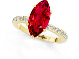 Yellow gold Marquise Cut Ruby Solitaire Engagement Ring with Pavé Band and Four-Prong Setting_1
