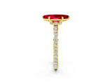 Yellow gold Marquise Cut Ruby Solitaire Engagement Ring with Pavé Band and Four-Prong Setting_2