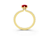 Yellow gold Marquise Cut Ruby Solitaire Engagement Ring with Pavé Band and Four-Prong Setting_3