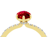 Yellow gold Marquise Cut Ruby Solitaire Engagement Ring with Pavé Band and Four-Prong Setting_4