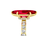 Yellow gold Marquise Cut Ruby Solitaire Engagement Ring with Pavé Band and Four-Prong Setting_5