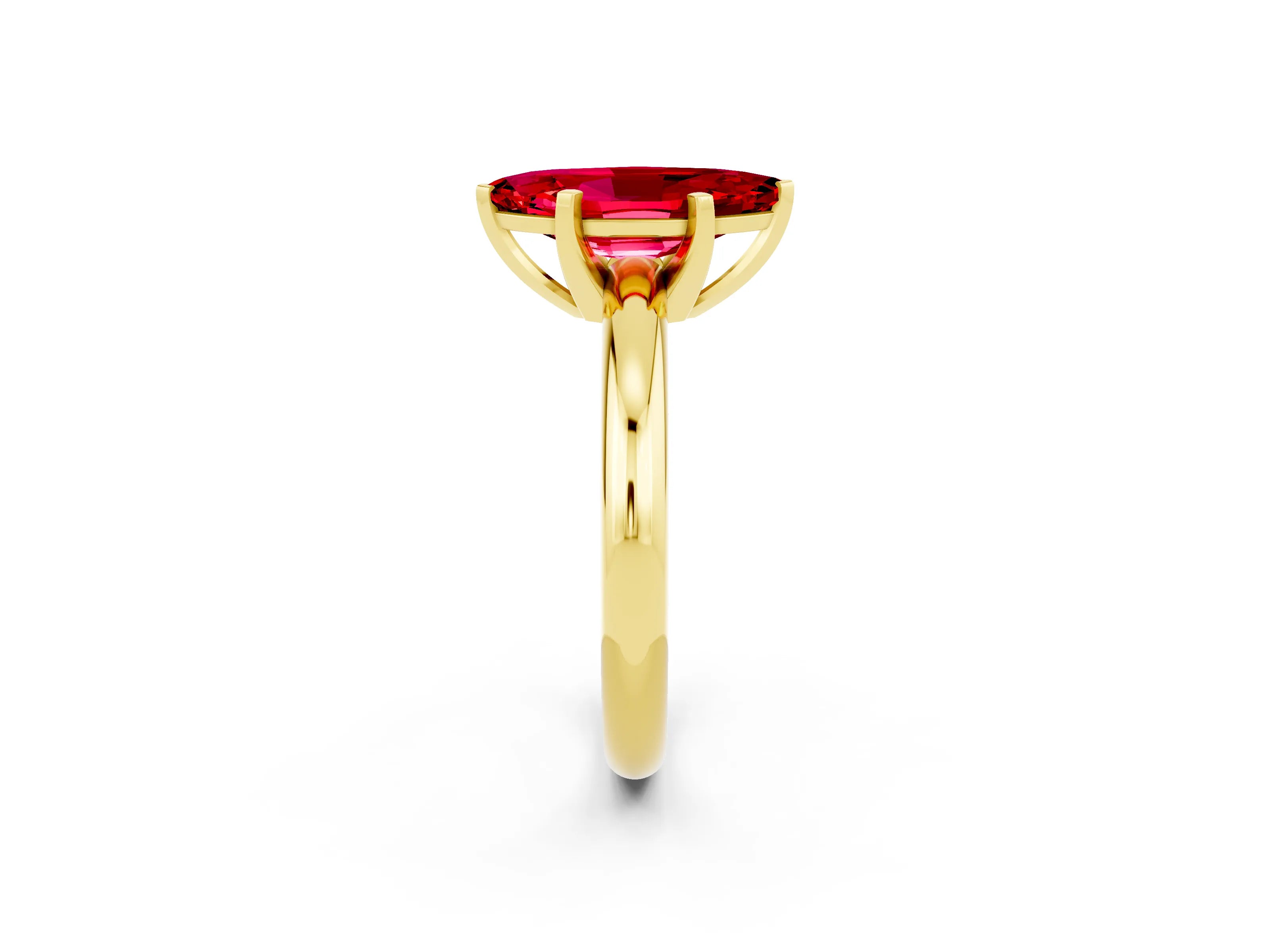 Yellow gold Marquise Cut Ruby Solitaire Engagement Ring with Round Band and Four-Prong Setting_2