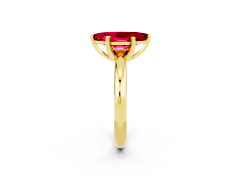 Yellow gold Marquise Cut Ruby Solitaire Engagement Ring with Round Band and Four-Prong Setting_2