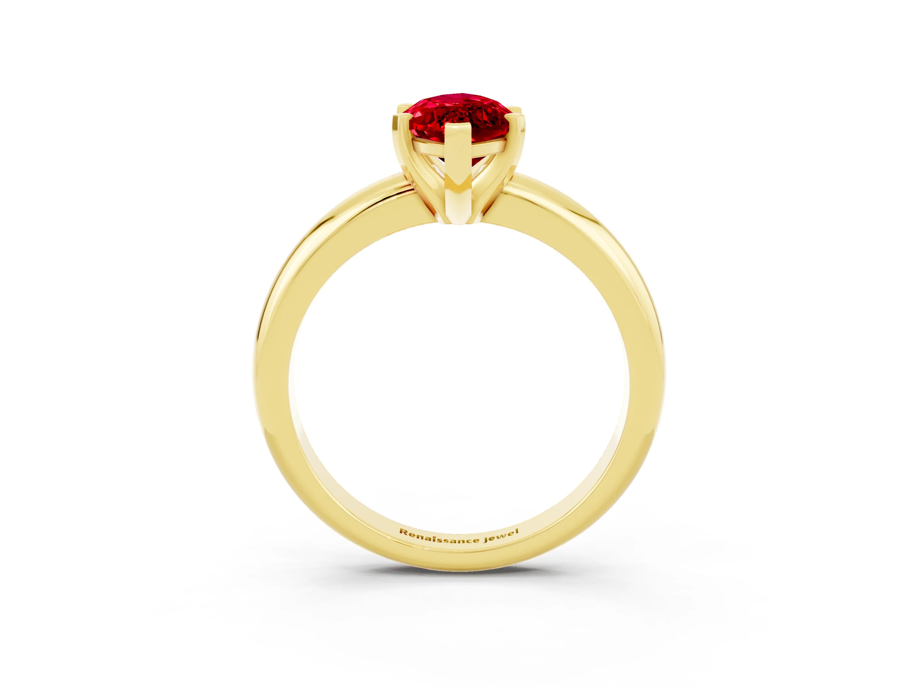 Yellow gold Marquise Cut Ruby Solitaire Engagement Ring with Round Band and Four-Prong Setting_3