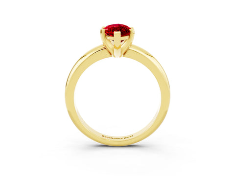 Yellow gold Marquise Cut Ruby Solitaire Engagement Ring with Round Band and Four-Prong Setting_3