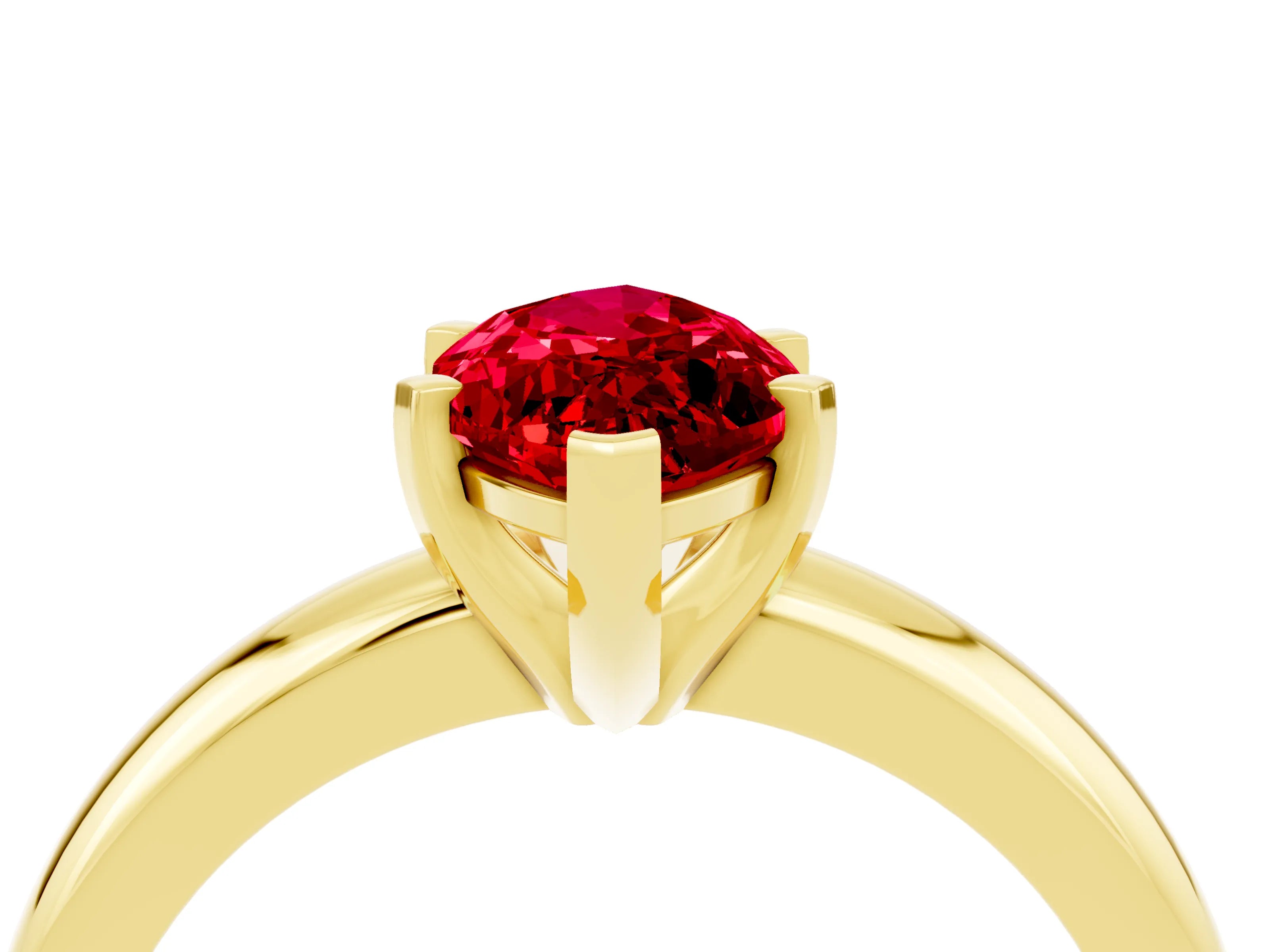 Yellow gold Marquise Cut Ruby Solitaire Engagement Ring with Round Band and Four-Prong Setting_4