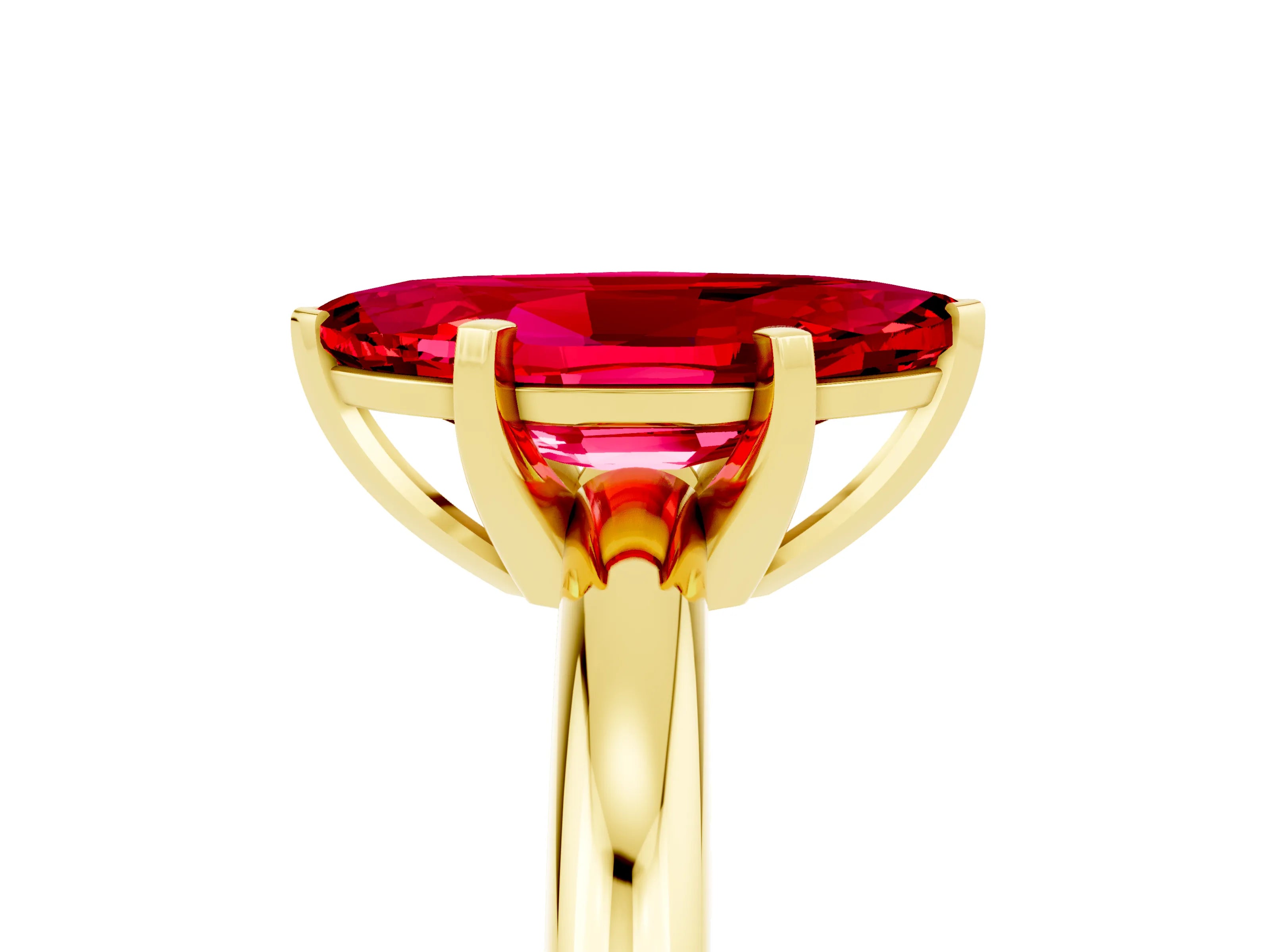 Yellow gold Marquise Cut Ruby Solitaire Engagement Ring with Round Band and Four-Prong Setting_5