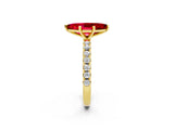 Yellow gold Marquise Cut Ruby Solitaire Pavé Band with Four-Prong Setting_2
