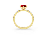 Yellow gold Marquise Cut Ruby Solitaire Pavé Band with Four-Prong Setting_3