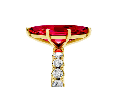 Yellow gold Marquise Cut Ruby Solitaire Pavé Band with Four-Prong Setting_5