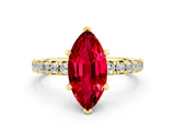 Yellow gold Marquise Cut Ruby Solitaire Pavé Engagement Ring with Round Band and Prong Setting_12