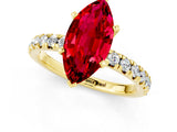 Yellow gold Marquise Cut Ruby Solitaire Pavé Engagement Ring with Round Band and Prong Setting_13