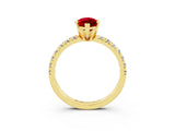 Yellow gold Marquise Cut Ruby Solitaire Pavé Engagement Ring with Round Band and Prong Setting_15