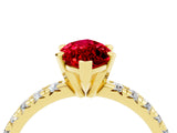 Yellow gold Marquise Cut Ruby Solitaire Pavé Engagement Ring with Round Band and Prong Setting_16