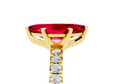 Yellow gold Marquise Cut Ruby Solitaire Pavé Engagement Ring with Round Band and Prong Setting_17