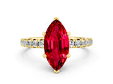 Yellow gold Marquise Cut Ruby Solitaire Pavé Engagement Ring with Round Band and Prong Setting_72
