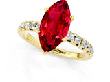 Yellow gold Marquise Cut Ruby Solitaire Pavé Engagement Ring with Round Band and Prong Setting_73