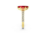 Yellow gold Marquise Cut Ruby Solitaire Pavé Engagement Ring with Round Band and Prong Setting_74