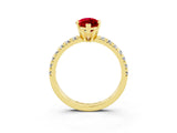 Yellow gold Marquise Cut Ruby Solitaire Pavé Engagement Ring with Round Band and Prong Setting_75