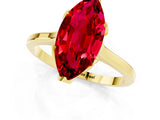 Yellow gold Marquise Cut Ruby Solitaire Ring with Flower Prong Setting and Classic Band_37