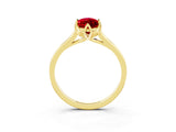 Yellow gold Marquise Cut Ruby Solitaire Ring with Flower Prong Setting and Classic Band_39