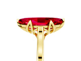 Yellow gold Marquise Cut Ruby Solitaire Ring with Flower Prong Setting and Classic Band_41