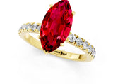 Yellow gold Marquise Cut Ruby Solitaire Ring with Pavé Accents and Four-Prong Setting_1