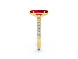 Yellow gold Marquise Cut Ruby Solitaire Ring with Pavé Accents and Four-Prong Setting_2