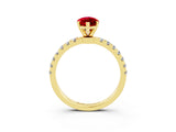 Yellow gold Marquise Cut Ruby Solitaire Ring with Pavé Accents and Four-Prong Setting_3