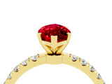 Yellow gold Marquise Cut Ruby Solitaire Ring with Pavé Accents and Four-Prong Setting_4