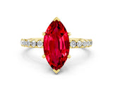 Yellow gold Marquise Cut Ruby Solitaire Ring with Pavé Band and Four-Prong Setting_24