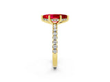 Yellow gold Marquise Cut Ruby Solitaire Ring with Pavé Band and Four-Prong Setting_26