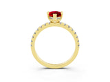 Yellow gold Marquise Cut Ruby Solitaire Ring with Pavé Band and Four-Prong Setting_27