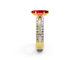 Yellow gold Marquise Cut Ruby Solitaire Ring with Pavé and Channel Set Band_2
