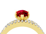 Yellow gold Marquise Cut Ruby Solitaire Ring with Pavé and Channel Set Band_4