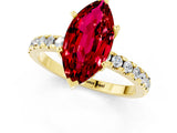 Yellow gold Marquise Cut Ruby Solitaire Ring with Round  Pavé Band and Four-Prong Setting_37