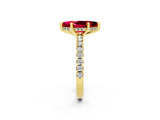 Yellow gold Marquise Cut Ruby Solitaire Ring with Round  Pavé Band and Four-Prong Setting_38