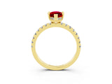 Yellow gold Marquise Cut Ruby Solitaire Ring with Round  Pavé Band and Four-Prong Setting_39