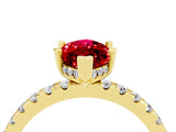 Yellow gold Marquise Cut Ruby Solitaire Ring with Round  Pavé Band and Four-Prong Setting_40