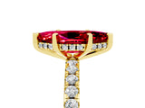 Yellow gold Marquise Cut Ruby Solitaire Ring with Round  Pavé Band and Four-Prong Setting_41