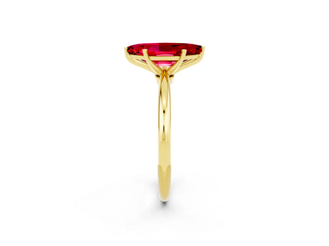 Yellow gold Marquise Cut Ruby Solitaire Ring with Six-Prong Setting and Classic Band_2