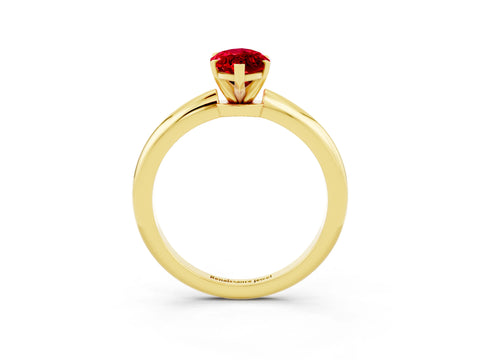 Yellow gold Marquise Cut Ruby Solitaire Ring with Six-Prong Setting and Classic Band_3