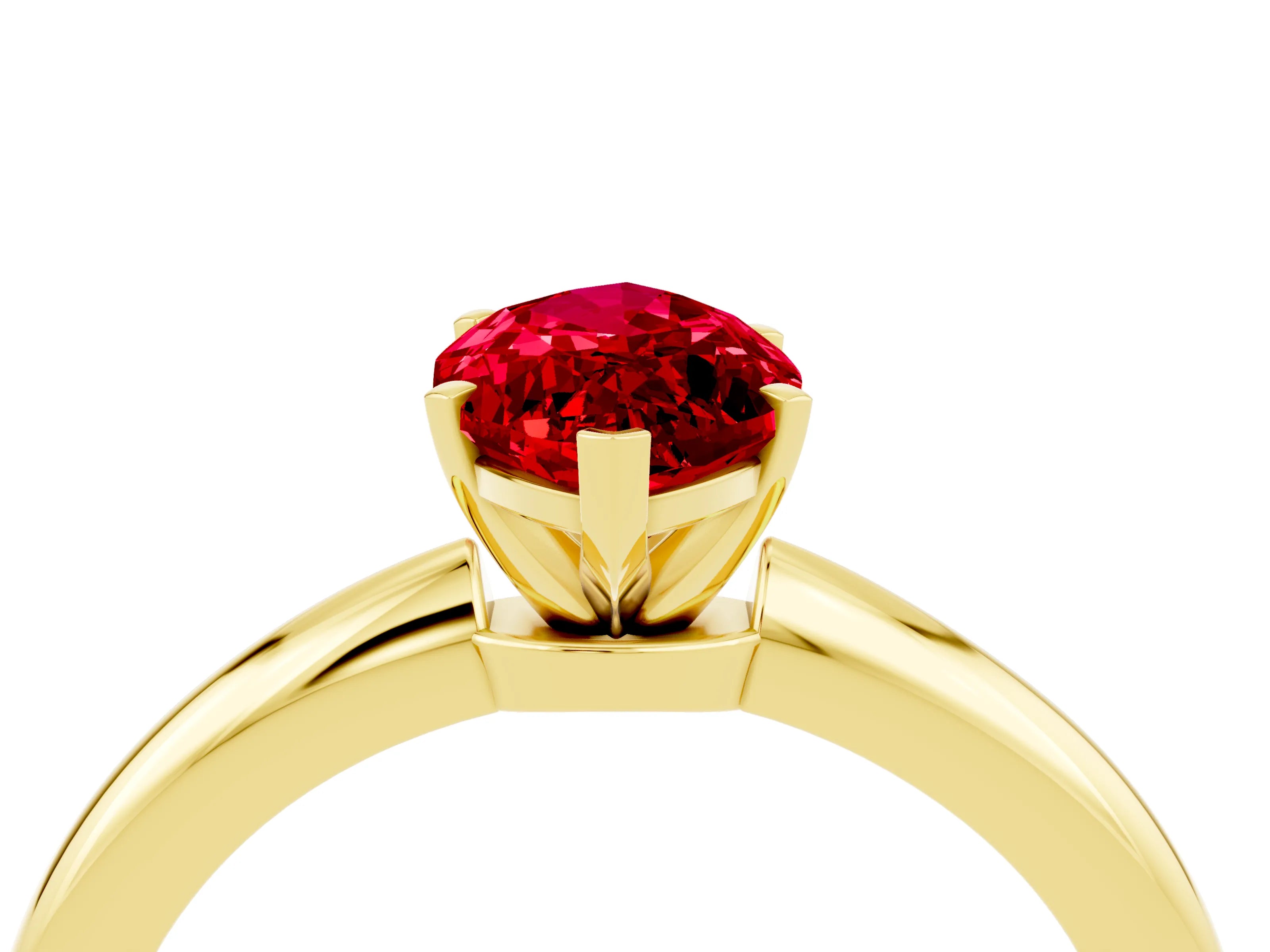 Yellow gold Marquise Cut Ruby Solitaire Ring with Six-Prong Setting and Classic Band_4