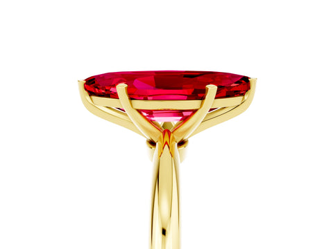 Yellow gold Marquise Cut Ruby Solitaire Ring with Six-Prong Setting and Classic Band_5