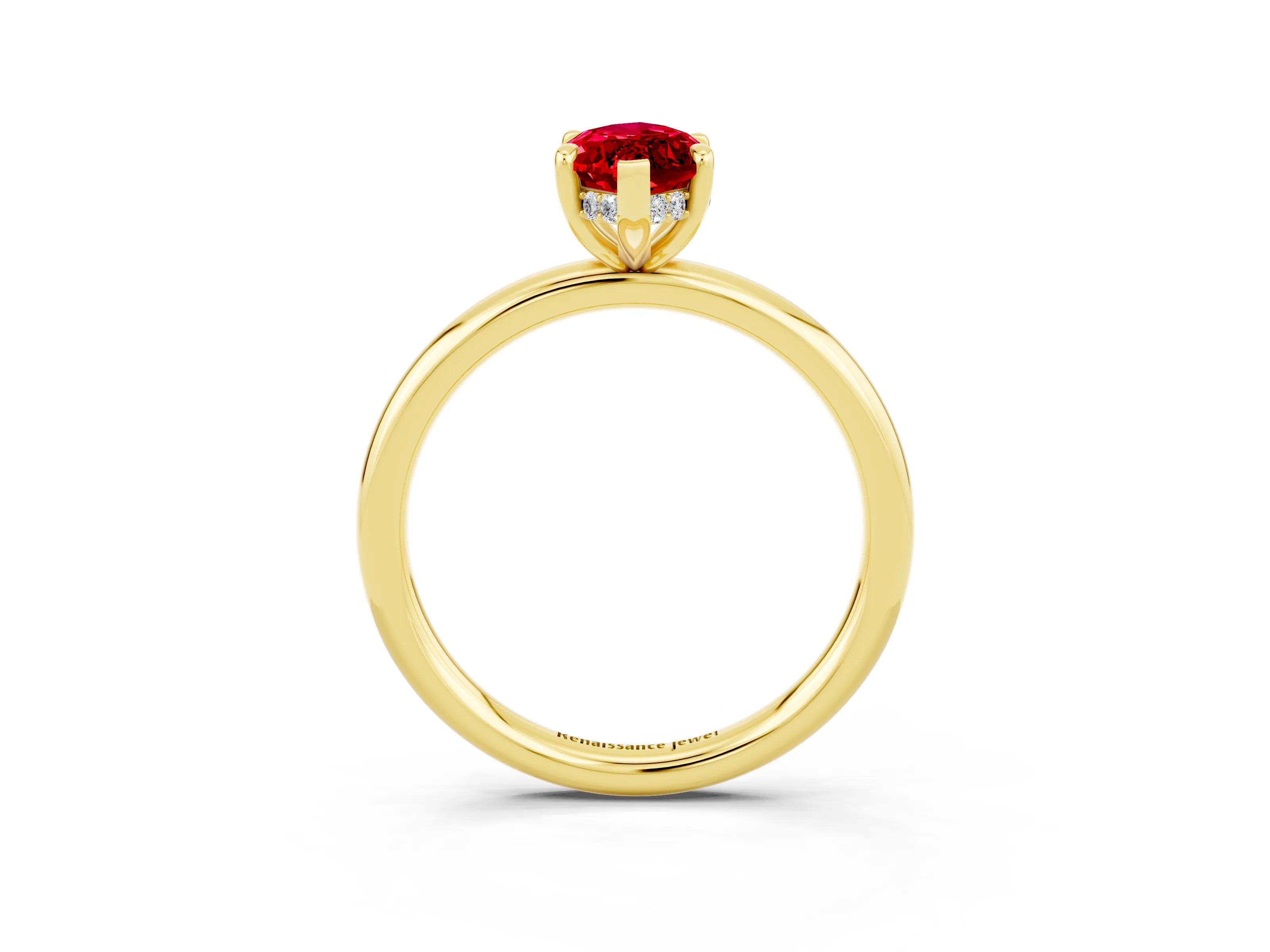 Yellow gold Marquise Cut Ruby Solitaire Ring with Thin Band and Four-Prong Setting_15